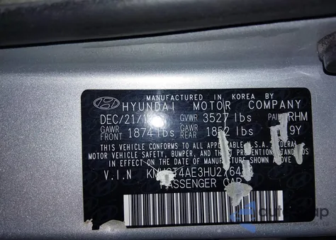 2017 Hyundai Accent Se from USA, damaged, VIN KMHCT4AE3HU276484